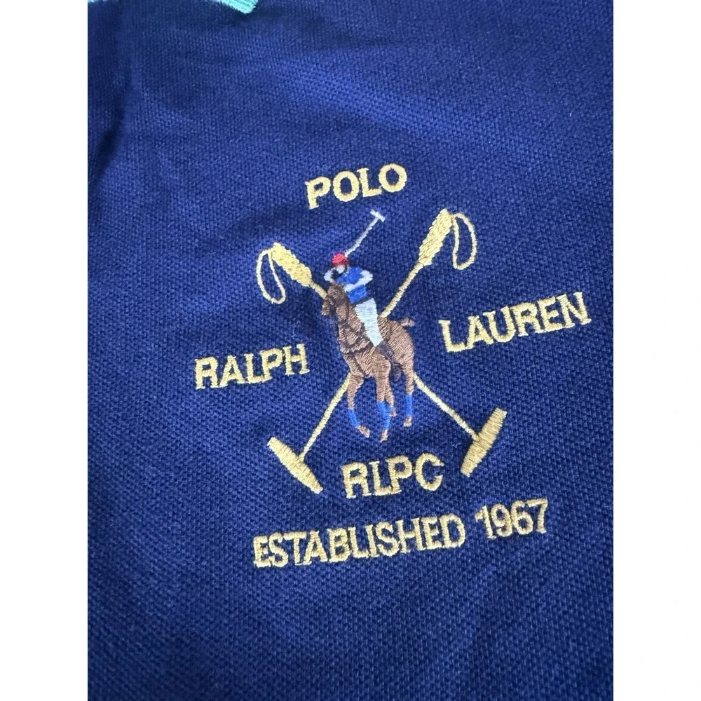 Polo Ralph Lauren Shirt Adult Large Blue Big Pony Rugby Custom Slim Fit Mens
